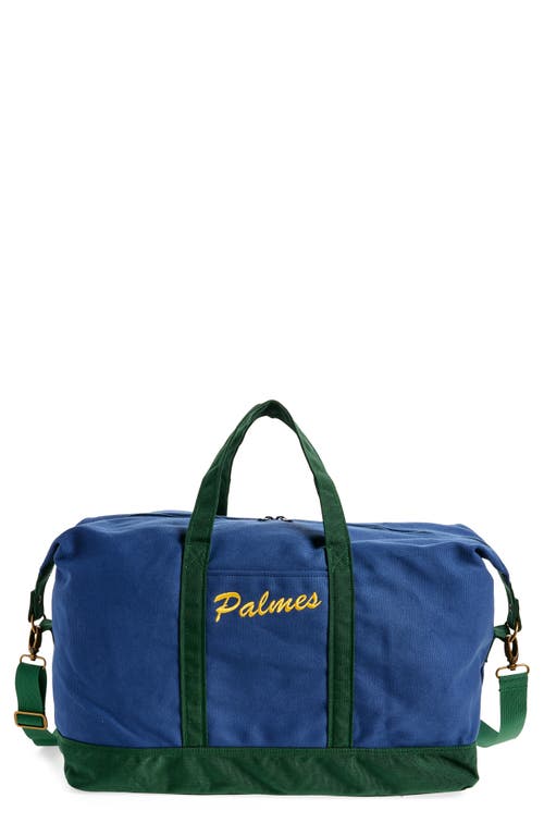 Palmes Logo Canvas Duffle Bag In Navy