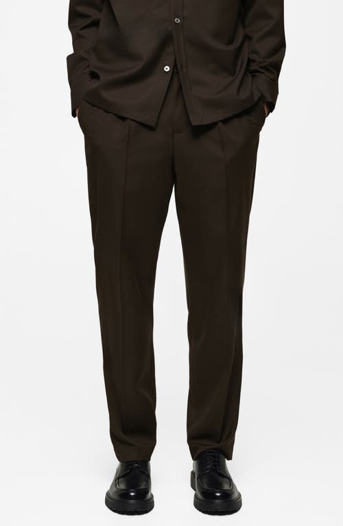 Mango Regular Fit Pleated Pants In Chocolate