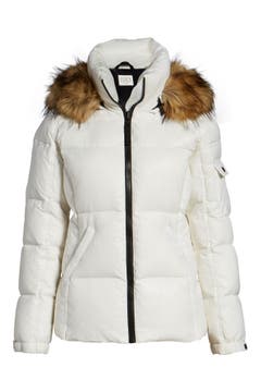 S13/NYC Kylie Faux Fur Trim Gloss Puffer Jacket | Nordstrom