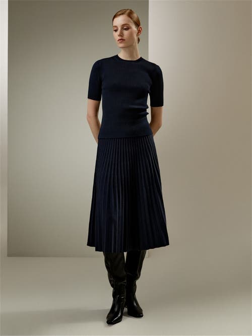 Lilysilk Essential Silk Knit Top In Navy Blue
