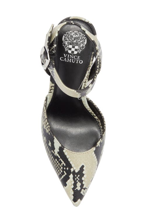 Vince Camuto Alarica Ankle Strap Pointed Toe Pump In Ivory Multi Graphic Soft Snake