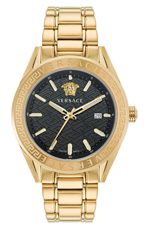 Versace V-circle Logomania Bracelet Watch, 38mm In Yellow Gold