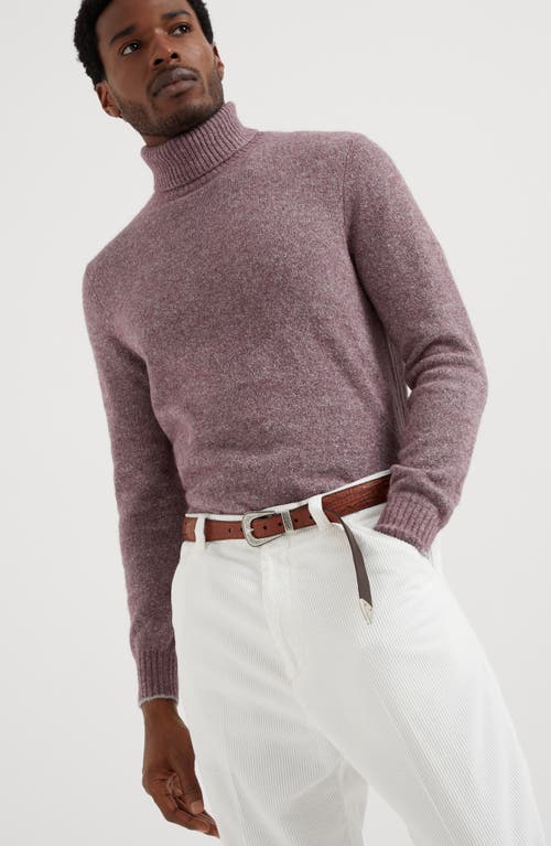 Shop Brunello Cucinelli Knop Yarn Turtleneck Sweater In Light Purple