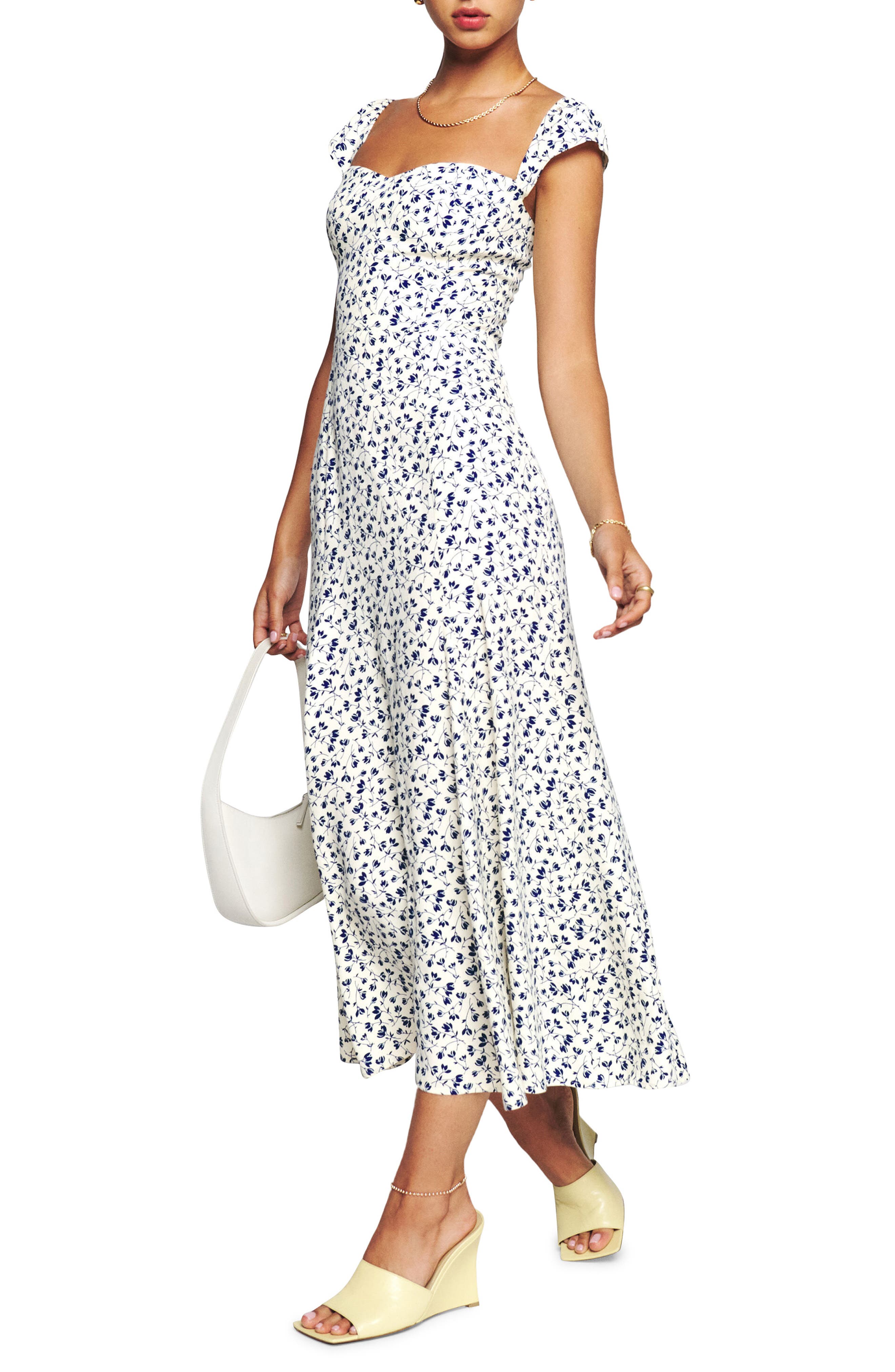white midi bridesmaid dresses Artemis Accordion Pleat Strappy Back Midi Dress White