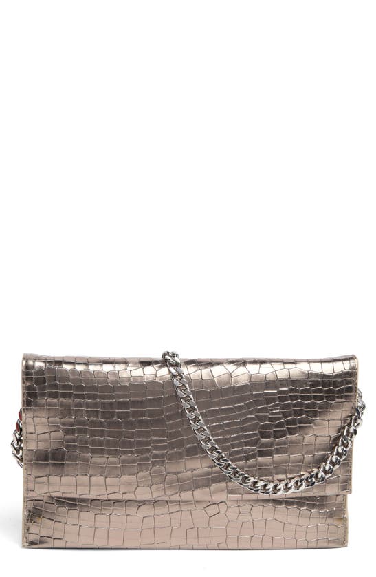 Rebecca Minkoff Lou Croc-embossed Leather Shoulder Bag In Silver