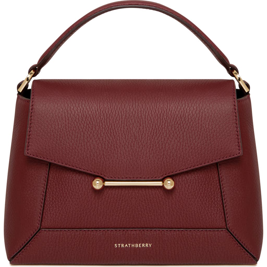 Strathberry Mosaic Leather Top Handle Bag In Oxblood