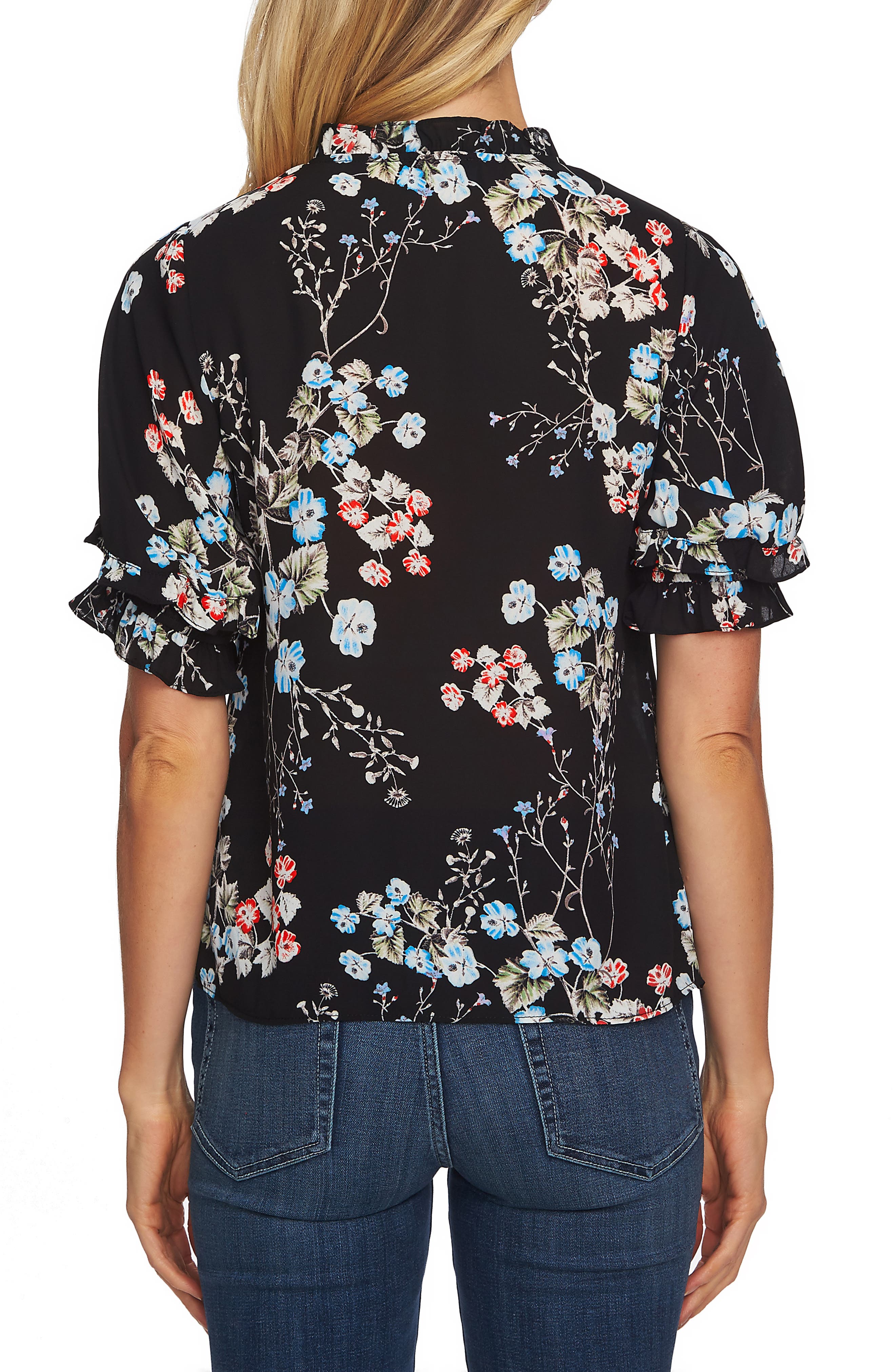 cece divine floral ruffle blouse