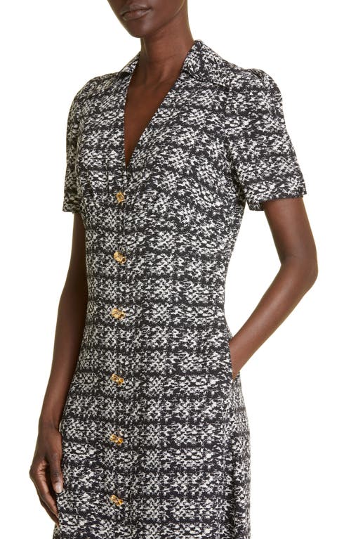 Shop St John St. John Collection Jared Tweed Print Silk Shirtdress In Ecru/black