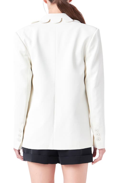 Shop English Factory Scallop Collar Blazer In Cream