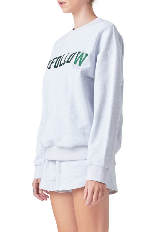 Grey Lab Unfollow Appliqué Graphic Sweatshirt In Heather Grey