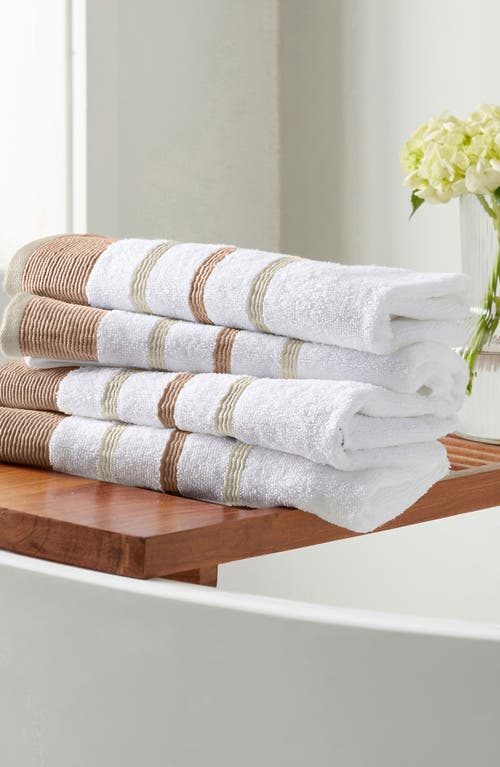 Woven & Weft Cotton Textured Stripe 6-piece Towel Set In Dusty Rose/cappuccino