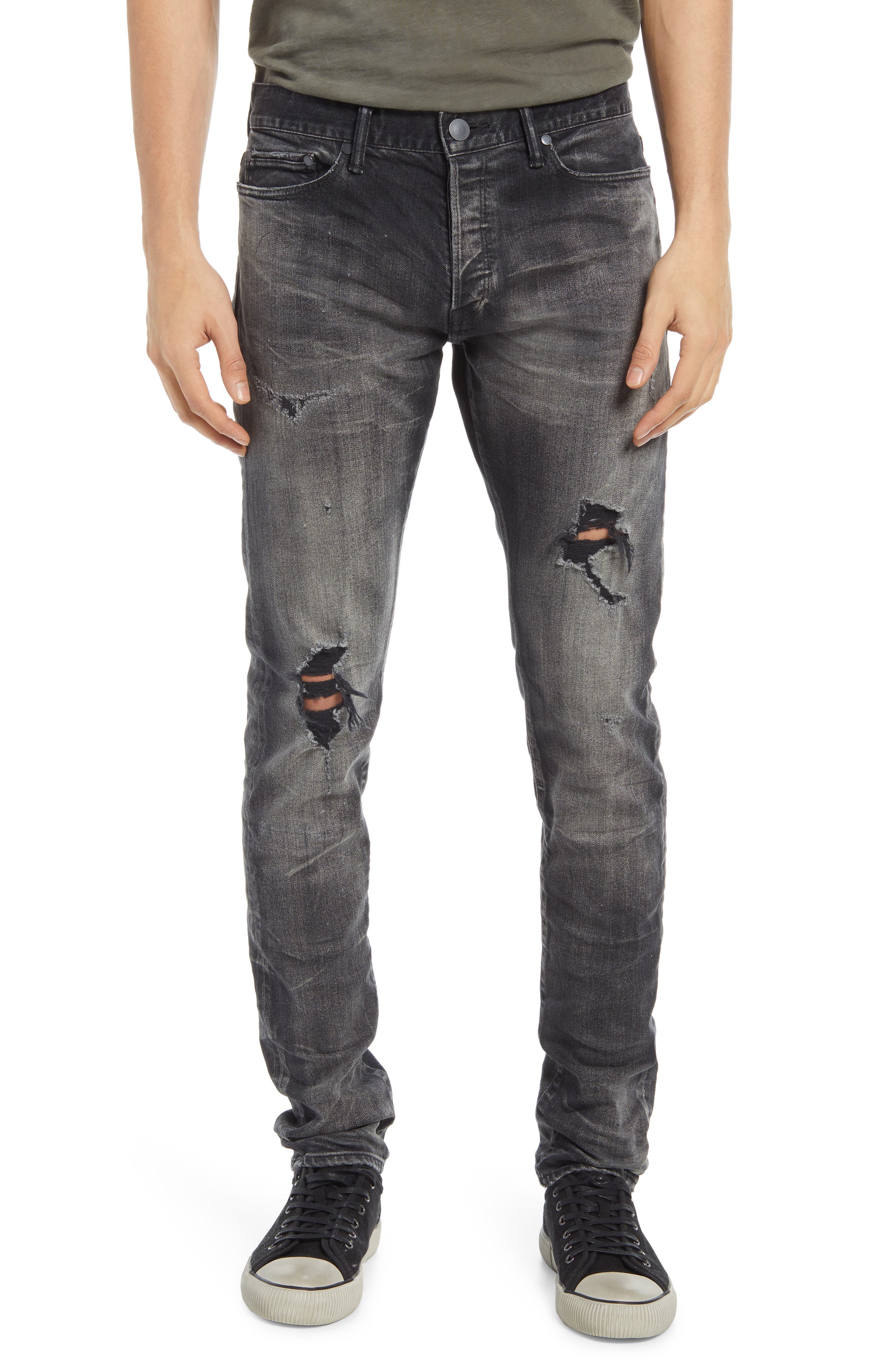 John Elliott The Cast 2 Distressed Slim Fit Jeans in Black Cobalt at Nordstrom, Size 30