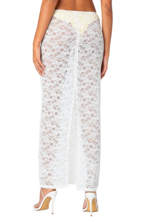 Edikted Oceana Sheer Lace Cover-up Maxi Skirt In White