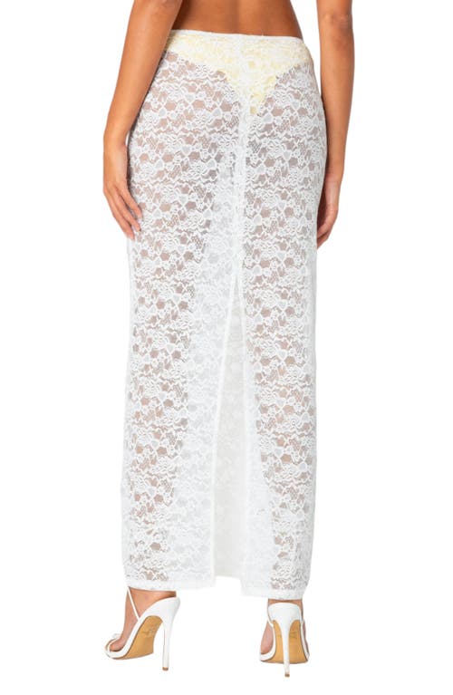 Shop Edikted Oceana Sheer Lace Cover-up Maxi Skirt In White