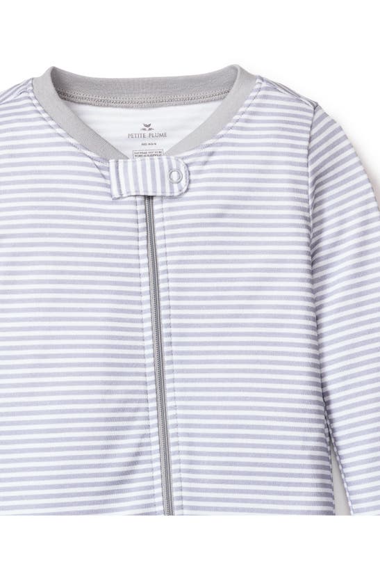 Shop Petite Plume Stripe Pima Cotton Footie In Grey