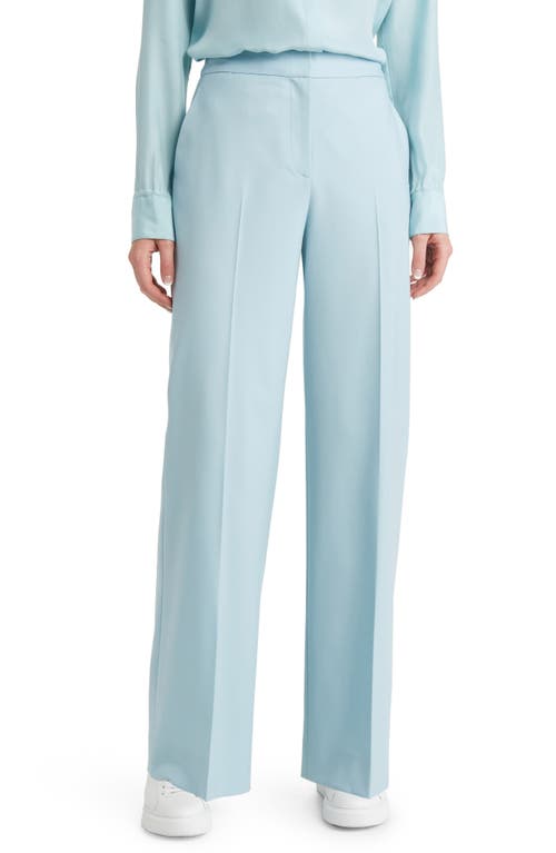 ARGENT Stretch Wool Wide Leg Trousers in Dusty Blue