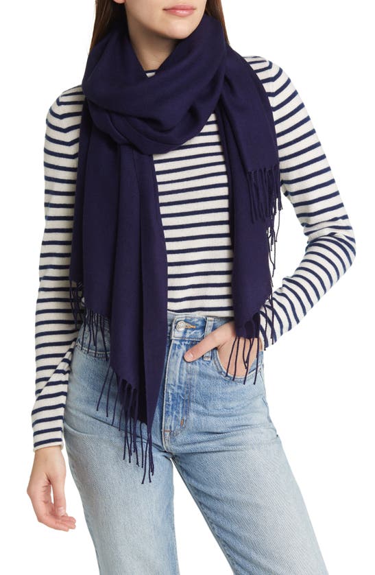 Shop Nordstrom Tissue Weight Wool & Cashmere Scarf In Navy Evening