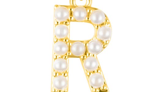 Adornia Faux Pearl Initial Charm Beaded Bracelet In Gold White-r