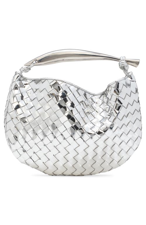 Bottega Veneta Sardin Mini Metallic Intrecciato Top-handle Bag In Silver/vintage