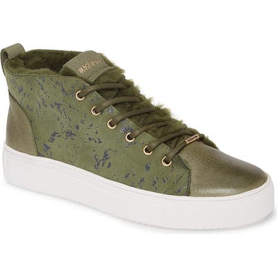 Blackstone Sl69 Genuine Shearling Lined High Top Sneaker, Green