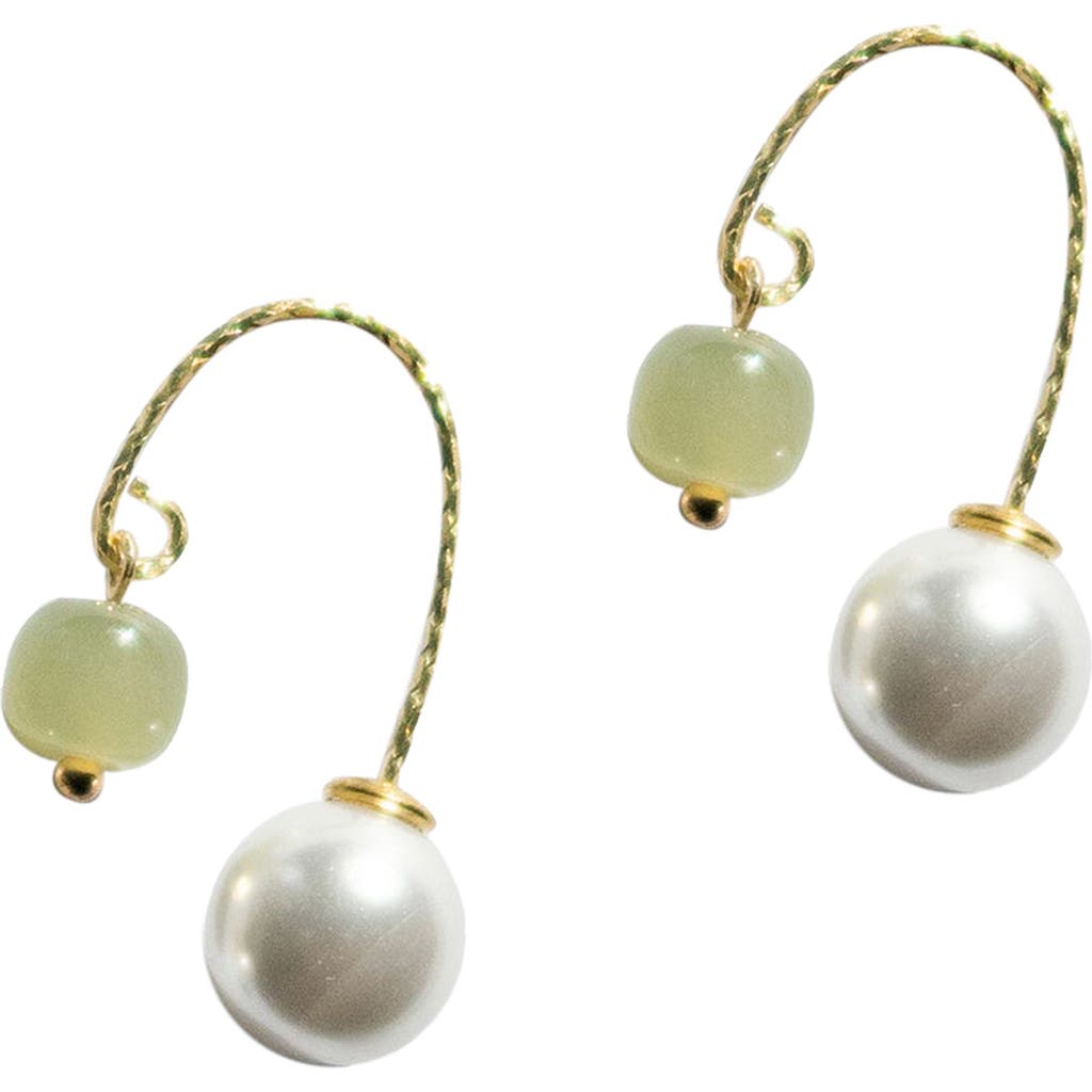 Seree Ana Pearl Jade Thread Earrings In Light Green