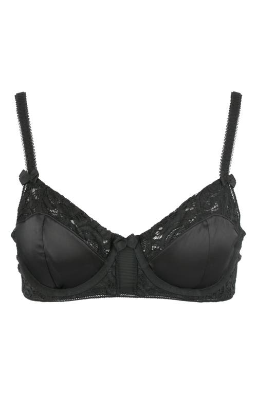 Shop Love, Vera Satin Lace Underwire Bra In Black