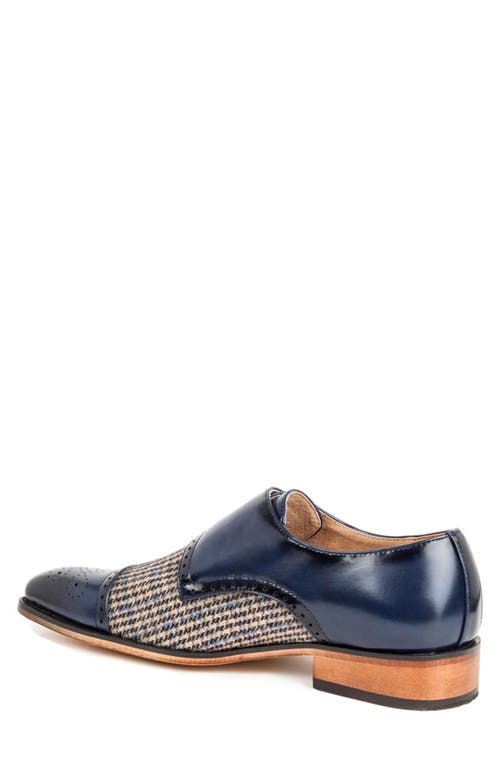 Gino Vitale Houndstooth Monk Shoe In Blue