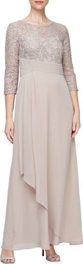 Alex Evenings Sequin & Lace Bodice Gown | Nordstrom