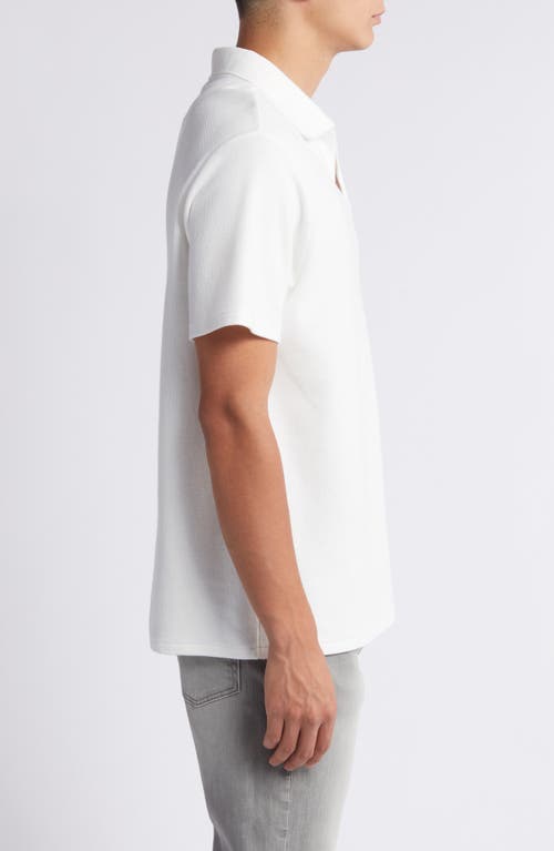 Frame Jacquard Short Sleeve Open Collar Polo Shirt In Off White