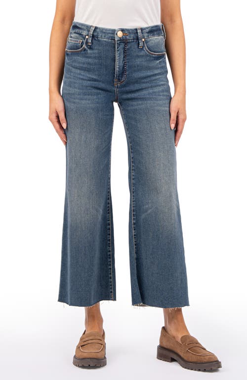 Shop Kut From The Kloth Meg Fab Ab Raw Hem High Waist Ankle Wide Leg Jeans In Peacefully