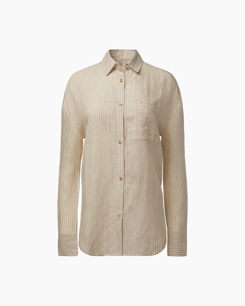 Shop Onia Air Linen Boyfriend Shirt In Jute/white