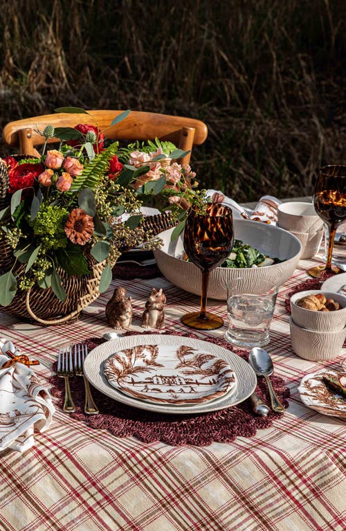 Shop Juliska Harvest Tartan Rectangular Tablecloth In Mulberry Brown