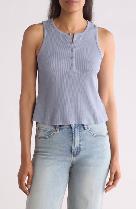 Vichy Waffle Stitch Henley Tank