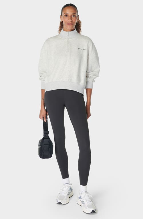 Sweaty Betty Revive Cotton Blend Half Zip Sweatshirt In Ice Grey Marl