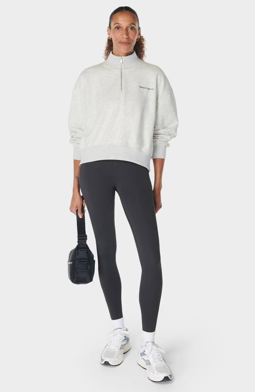 Shop Sweaty Betty Revive Cotton Blend Half Zip Sweatshirt In Ice Grey Marl