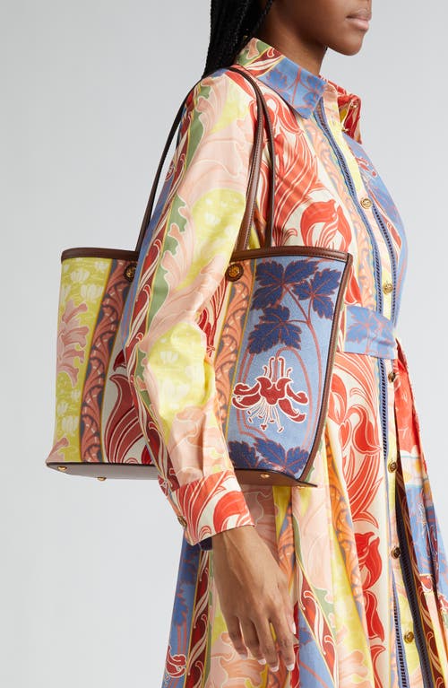 Shop Etro Essential Print Canvas Tote In Blue Multi