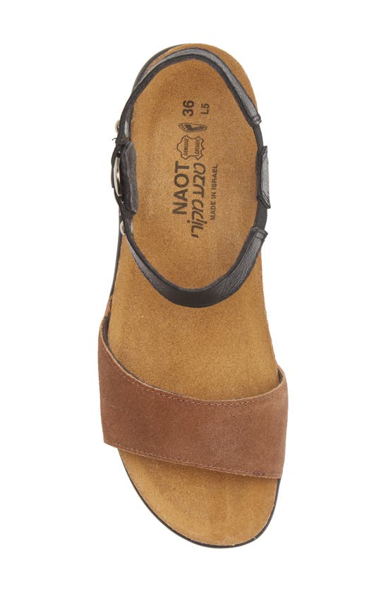 Naot Sabrina Sandal In Brown Suede/ Black Leather