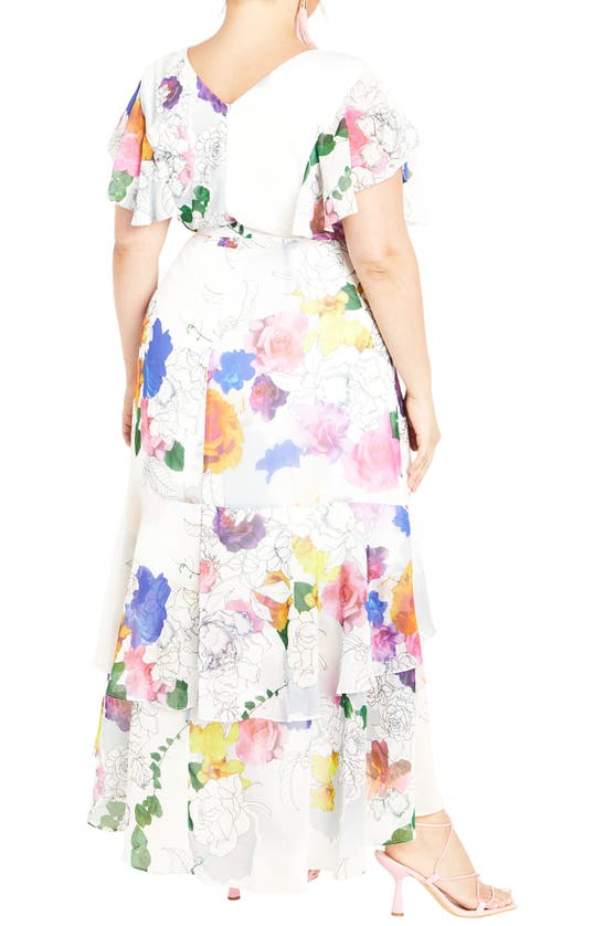 Shop City Chic Margot Belted Chiffon Maxi Dress In Bright Romance Floral