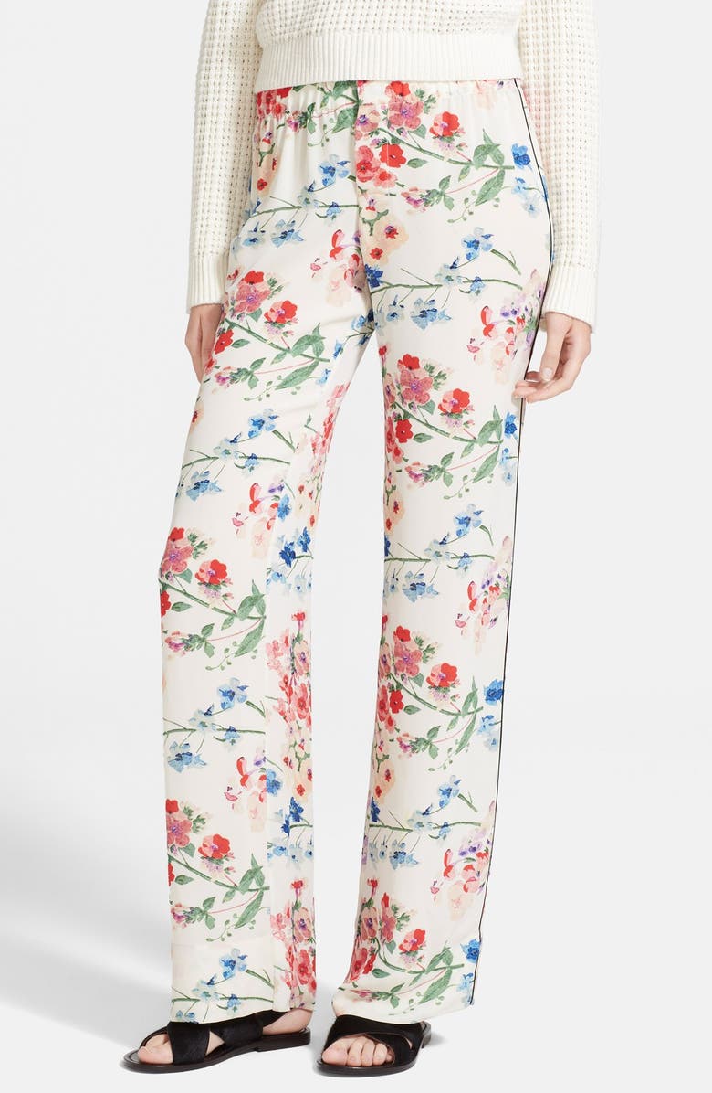 Theory 'Phalil' Floral Print Wide Leg Silk Pants | Nordstrom