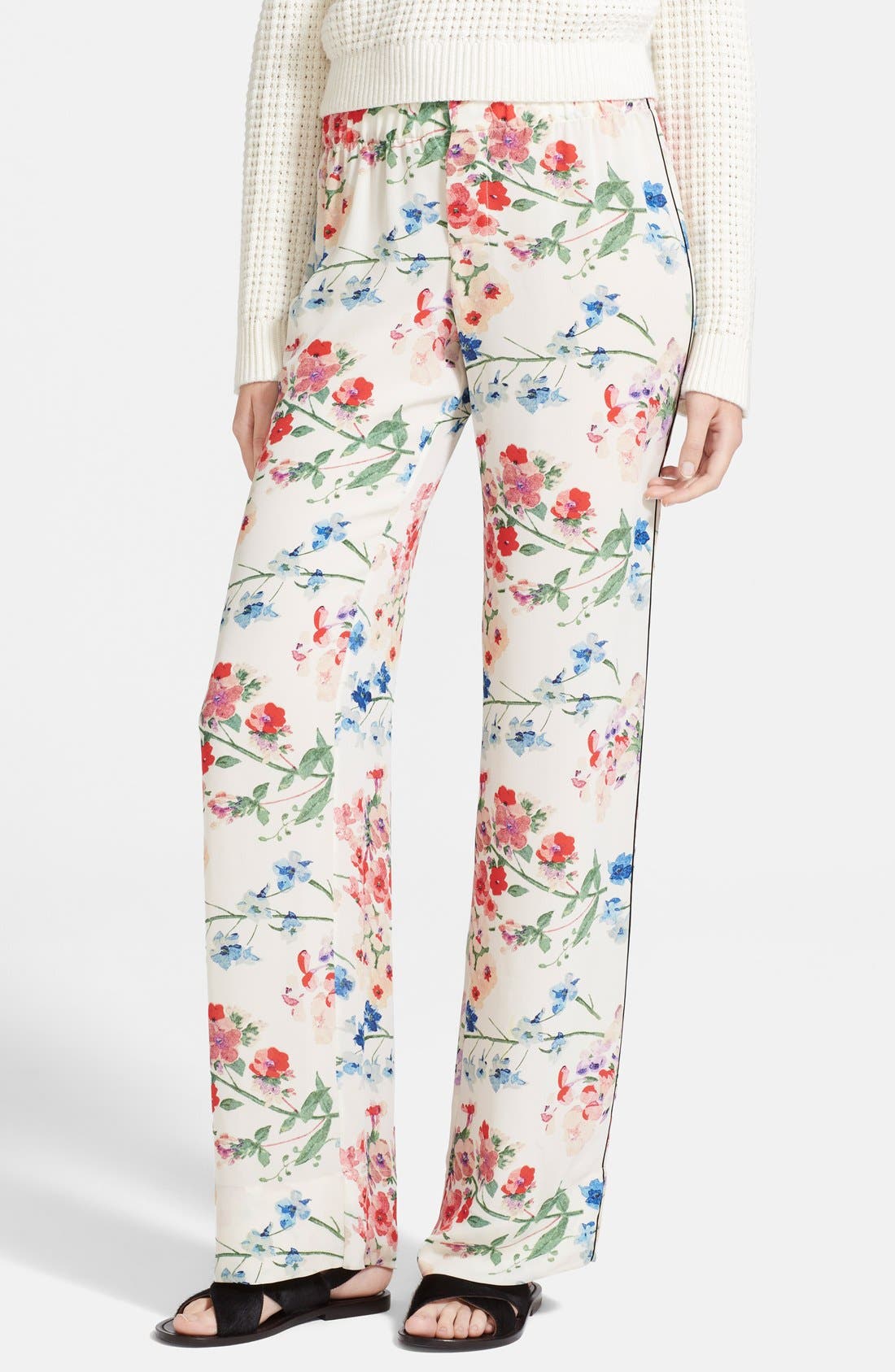 Floral Print Silk Pants