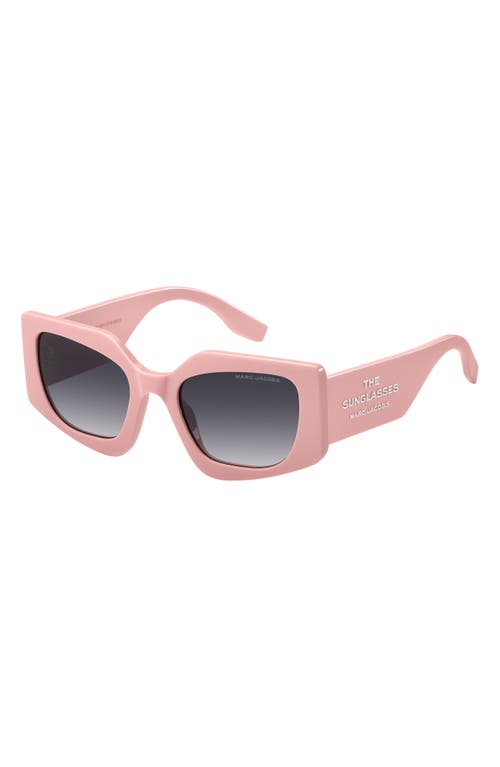 Shop Marc Jacobs 53mm Gradient Rectangular Sunglasses In Pink/dark Grey Sf