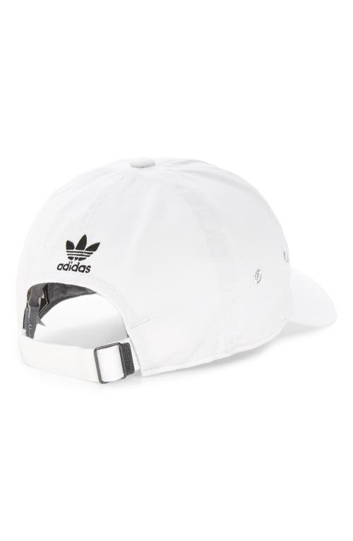 Shop Adidas Originals Mini Trefoil Relaxed Strap Back Hat In White/black