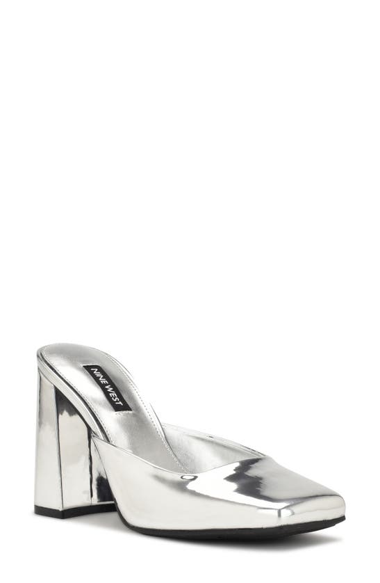 Nine West Yogi Square Toe Mule In Silver