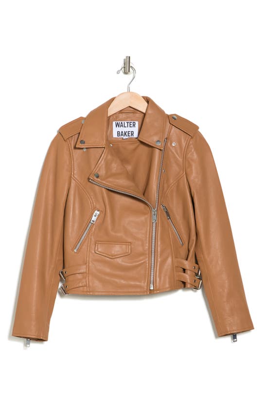 WALTER BAKER LIZ LEATHER CROP MOTO JACKET