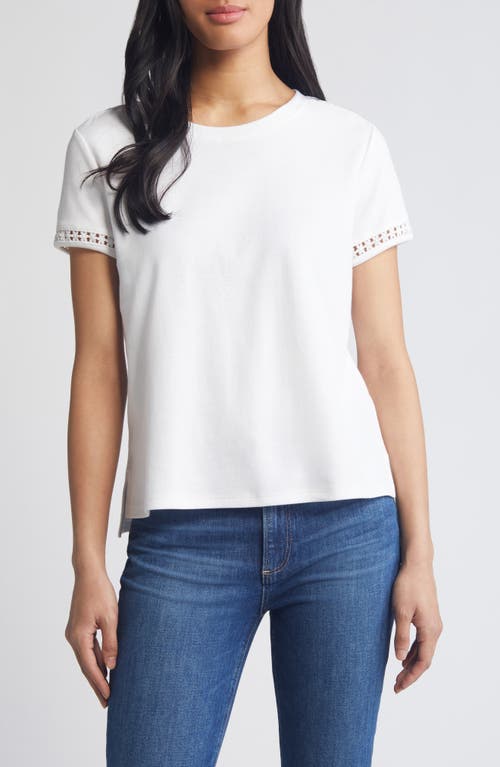 Lace Trim Crewneck T-Shirt in Ultra White