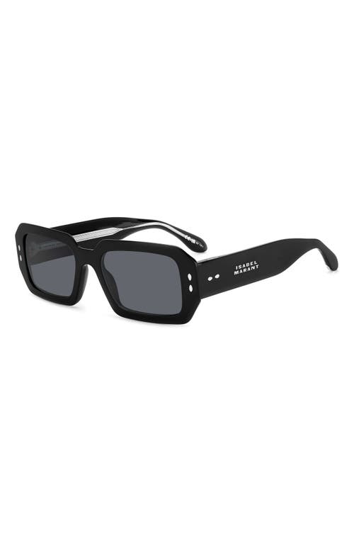 Isabel Marant Logo Acetate Rectangle Sunglasses In Black/grey