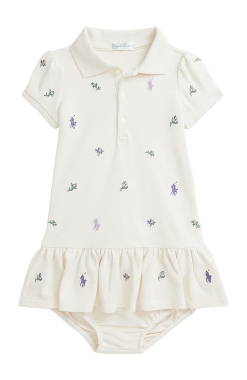 Shop Ralph Lauren Polo Pony Embroidered Cotton Polo Dress & Bloomers In Estate Cream