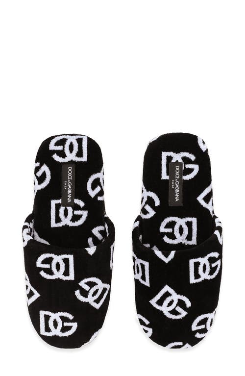 Shop Dolce & Gabbana Dolce&gabbana Dg Allover Logo Jacquard Cotton Terry Cloth Scuff Slipper In Oxford