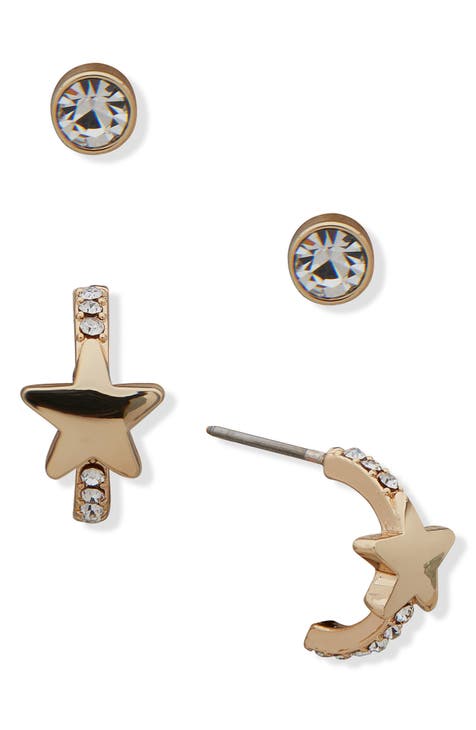 Crystal Embellished 2-Piece Earrings Set