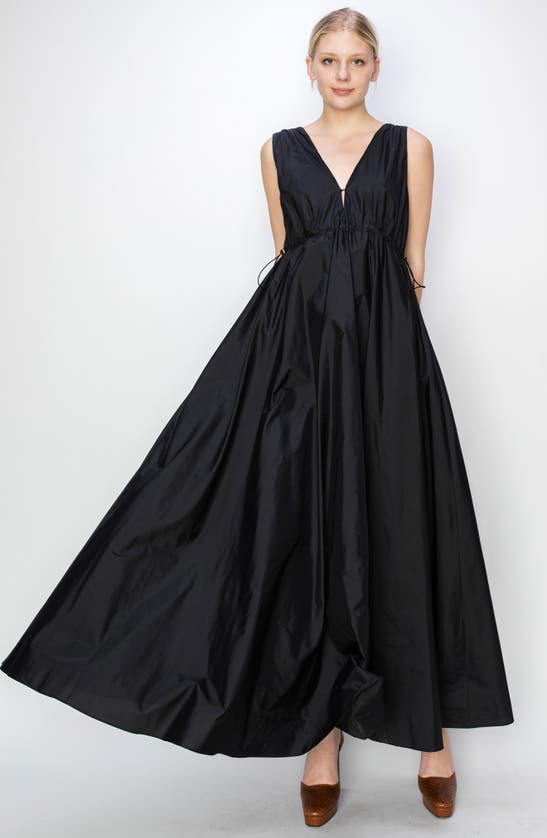 Shop Melloday Ruched Maxi Dress In Black